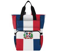 GuoChe Dobby Sac à dos à langer en nylon multi-poches pour maman | Drapeau national de la République dominicaine