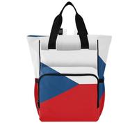 GuoChe Dobby Sac à dos à langer en nylon multi-poches pour maman | Drapeau national de la République tchèque