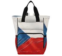 GuoChe Dobby Sac à dos à langer en nylon multi-poches pour maman | Peinture à l'huile Drapeau République tchèque