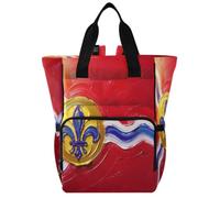 GuoChe Dobby Sac à dos à langer en nylon multi-poches pour maman | Peinture à l'huile Drapeau St Louis Missouri