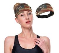 GuoChe Drapeau des Présidents des États-Unis et Lady Liberty Bandeau à cravate antidérapant pour femme Bandeau élastique pour femme pour basket-ball, maquillage, gym, football