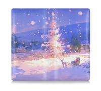 GuoChe Étui portefeuille en cuir de qualité supérieure pour homme et femme - Pour documents essentiels, permis de conduire, cartes - Arbre de Noël lumineux dans un champ enneigé