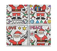 GuoChe Étui portefeuille en cuir synthétique pour homme et femme - Pour documents et cartes d'identité - Collection Joy Give Love Peace Santa
