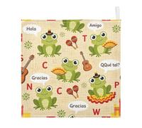 GuoChe Frog Lot de 3 débarbouillettes absorbantes en coton pour enfants, garçons et filles, motif phrase espagnole