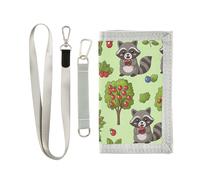 GuoChe Fruit de raton laveur - Portefeuille à trois volets à clip pour homme pour voyage tendance et robuste avec lanière