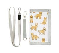 GuoChe Golden Retriever Porte-billets à trois volets avec pince à billets pour cartes de crédit Support décontracté avec pince à billets et cordon