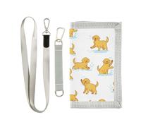 GuoChe Golden Retriever Portefeuille à trois volets pour homme minimaliste léger avec cordon