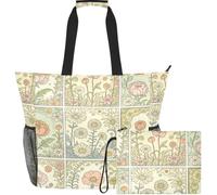GuoChe Grand sac de plage EVA doublé poche humide pour le shopping | Lovers Couvre-lit patchwork floral botanique rose