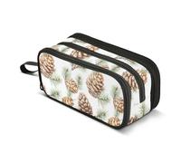 GuoChe Grande trousse à crayons en nylon avec motif pommes de pin et branches de pin avec fermeture éclair pour homme élémentaire