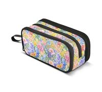 GuoChe Grande trousse à crayons en nylon coloré avec fermeture éclair - Motif fleurs de printemps - Pour le bureau, les adolescents et les garçons