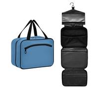 GuoChe Grande trousse de maquillage de voyage à suspendre avec crochet, sac compact pour le maquillage pour femme, voyage, sac à dos, bolso de maquillaje para mujer M, bleu acier, Large, Coloré