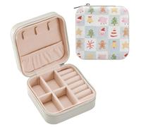 GuoChe Happy Christmas - Étui de rangement à bijoux en cuir de cochon blush - Mini organisateur de voyage - Accessoires essentiels de vacances - Cadeaux personnalisés pour filles et femmes