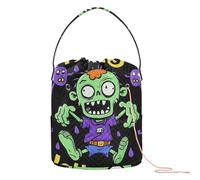 GuoChe Happy Halloween Cartoon Cute Zombie Crochet Tote Bag Fil Sac Fourre-tout avec Trous Rangement Voyage Outil Crochet Accessoire Voyage