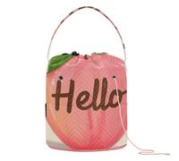 GuoChe Hello Cartoon Cute Peach Crochet Storage Small Storage Portable Crochet Tote Tote for Crochet Craft