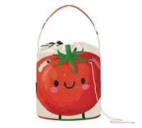 GuoChe Hello Cartoon Sac de rangement pour fil de tomate rouge mignon sac de rangement pour crochet avec trous de rangement de voyage pour kit de tricot