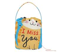 GuoChe I Miss You Sac de rangement pour pelotes de fil à tricoter Motif chat Marron