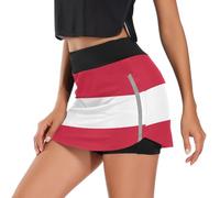 GuoChe Jupe-short de course à pied élastique large pour femme évacuant l'humidité avec poches pour téléphone et clés pour le tennis, le golf, la course à pied, Drapeau national de l'Autriche, M