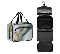 GuoChe Kit de suspension pour voyage avec crochet, trousse de maquillage essentielle de designer pour accessoires indispensables de salle de bain porta cosmeticos mujer para cartera M, Marbre vert