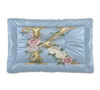 GuoChe Lit lavable doux et antidérapant pour chien et chat de grande taille Motif lettre K Bleu 91,4 x 61 cm