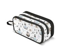 GuoChe Little Vikings Grande trousse à crayons tendance scandinave en nylon de grande capacité pour filles, organisateur de papeterie pour enseignantes du primaire