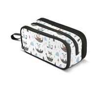 GuoChe Little Vikings Grande trousse à crayons tendance scandinave en nylon grande capacité avec fermeture éclair pour hommes primaires