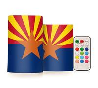 GuoChe Lot de 2 bougies piliers LED avec minuterie à couleur changeante et télécommande pour cour, porche, camping, décoration de vacances, drapeau de l'État de l'Arizona