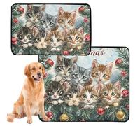 GuoChe Lot de 2 grands plateaux d'intérieur lavables et antidérapants pour voiture, 61 x 91,4 cm + 91,4 x 106,7 cm, guirlande de pin