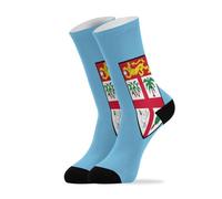 GuoChe Lot de 2 paires de chaussettes chaudes avec drapeau national des Fidji - Légères et anti-transpiration - Noir