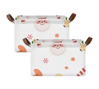 GuoChe Lot de 2 paniers de rangement pour bonbons de Noël avec poignées pour le rangement du linge, de la chambre à coucher, du salon