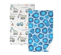 GuoChe Lot de 2 serviettes de bain en coton pour la famille Motif léopard vert pastel à pois 40,6 x 71,1 cm