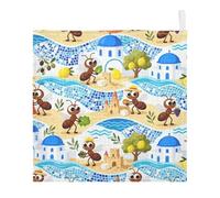 GuoChe Lot de 3 débarbouillettes absorbantes en coton pour enfants, garçons et filles, motif scène côtière de fourmis