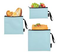 GuoChe Lot de 3 sacs à goûter réutilisables de couleur unie bleu ciel pour enfants, école, déjeuner et portions adultes