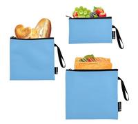 GuoChe Lot de 3 sacs à goûter réutilisables de couleur unie bleu roi pour enfants, sac de voyage pour l'école, le déjeuner et les adultes
