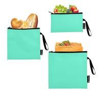 GuoChe Lot de 3 sacs à goûter réutilisables et à sandwich, de couleur unie, vert menthe, pour le stockage des aliments pour les amis et le matériel de camping
