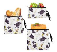 GuoChe Lot de 3 sacs à sandwich et collation réutilisables Motif abeilles vertes