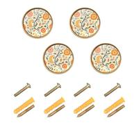 GuoChe Lot de 4 boutons et poignées d'armoire de cuisine motif cachemire pêche à motif vectoriel pour porte et tiroir 32 mm