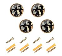 GuoChe Lot de 4 poignées d'armoire esthétiques Devon Rex Cats noir_3 boutons de cuisine pour cuisine 32 mm