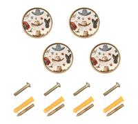 GuoChe Lot de 4 poignées d'armoire rondes à motif chapeau de cowboy et étoile doré 32 mm