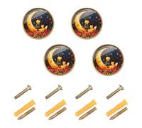 GuoChe Lot de 4 poignées de commode et boutons de cuisine Motif Petit Prince Moon 3,2 cm