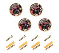 GuoChe Lot de 4 poignées de commode et boutons de placard vintage pour armoire Motif floral Noir 3 cm