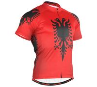 GuoChe Maillot de cyclisme pour homme à manches courtes évacuant l'humidité, respirant, séchage rapide avec 3 poches arrière, Drapeau de l'Albanie, XXL
