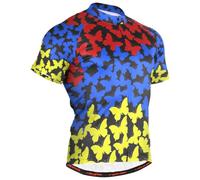 GuoChe Maillot de cyclisme pour homme à manches courtes évacuant l'humidité, respirant, séchage rapide avec 3 poches arrière, Drapeau arménien Papillons en Arménie Artsakh Papillon, Large