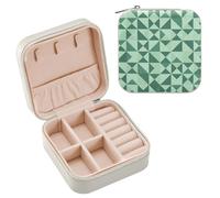 GuoChe Mini boîte à bijoux de Noël vert clair avec formes abstraites, boîte de rangement pour bijoux, boucles d'oreilles, colliers, cadeaux personnalisés pour filles, cadeau personnalisé portable