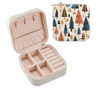 GuoChe Mini étui de voyage à carreaux de buffle pour bijoux, boucles d'oreilles, colliers, bagues, boucles d'oreilles, cadeaux personnalisés pour filles