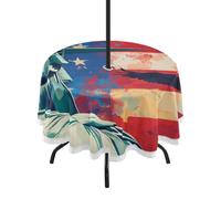 GuoChe Nappe circulaire en dentelle avec trou pour parapluie et fermeture éclair, drapeau des présidents américains et Lady Liberty, tapis de couverture circulaire de 152,4 cm pour vacances, maison