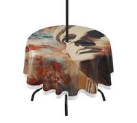 GuoChe Nappe d'extérieur en dentelle avec trou pour parapluie et fermeture éclair, drapeau des présidents américains et Lady Liberty, nappe ronde de 152,4 cm pour vacances, pique-nique, fête, salle à