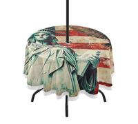 GuoChe Nappe en dentelle avec trou pour parapluie et fermeture éclair, drapeau des présidents américains et Lady Liberty, nappe de table de 152,4 cm pour vacances, maison, salle à manger, pique-nique
