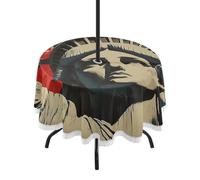 GuoChe Nappe en dentelle d'extérieur avec trou pour parapluie et fermeture éclair, drapeau des présidents américains et Lady Liberty, nappe ronde de 152,4 cm pour dessert, maison, salle à manger
