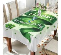 GuoChe Nappe rectangulaire avec ruban vert joyeux pour la Saint-Patrick, 137,2 x 137,2 cm, pour décoration de table d'anniversaire