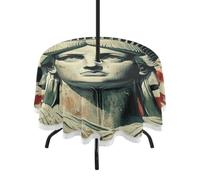 GuoChe Nappe ronde en dentelle avec trou pour parapluie et fermeture éclair, drapeau des présidents américains et Lady Liberty, nappe ronde de 152,4 cm pour pique-nique, salle à manger, vacances